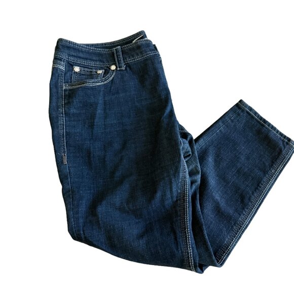 Seven7 Women's Sz 18 Dark Wash Silver Stitching and Diamond Button Jeans - Picture 3 of 9